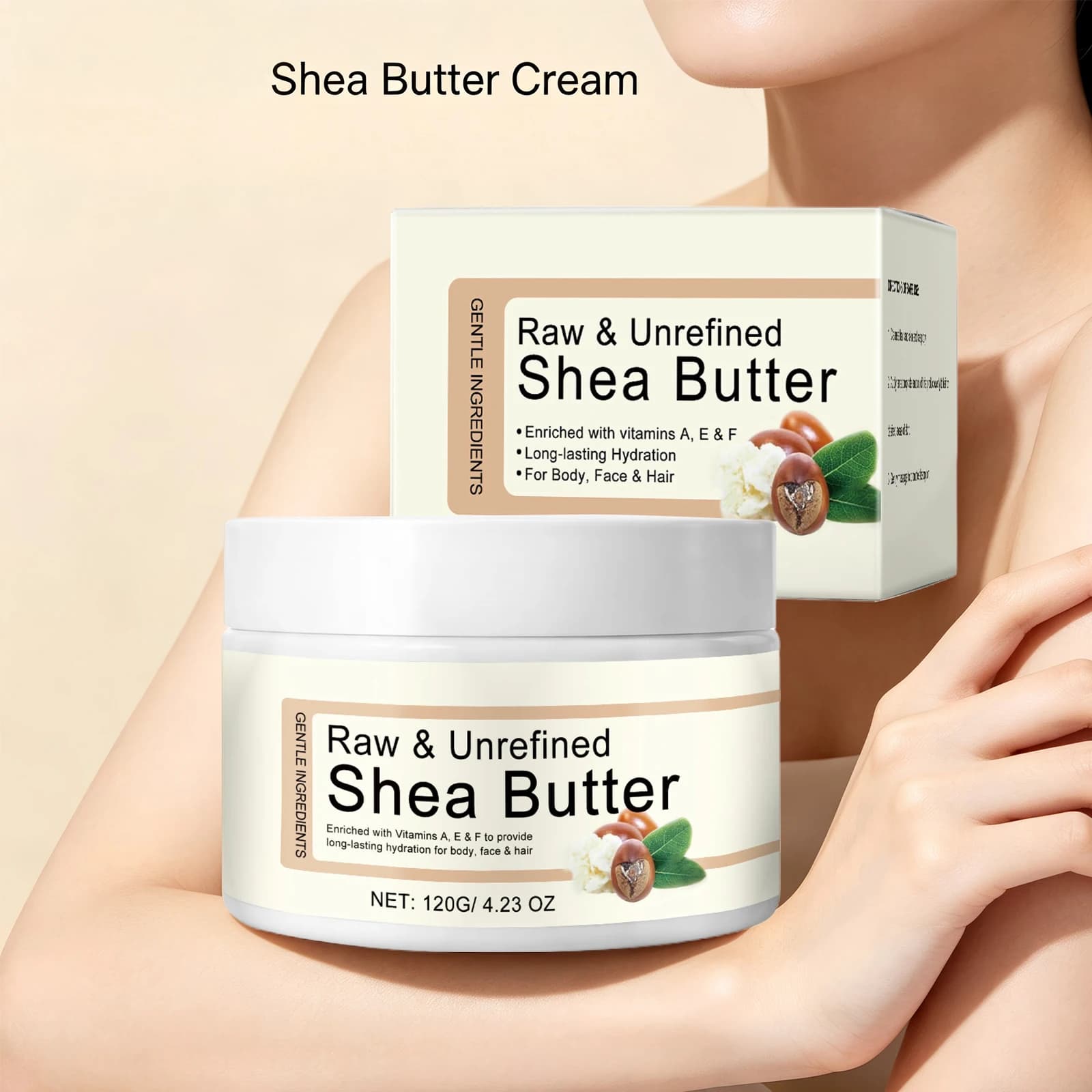 Crème hydratante au beurre de karité, baume multi-usages pour peaux sèches et cheveux, restaure la brillance, augmente l'élasticité de la peau, soin du corps, du visage et des cheveux