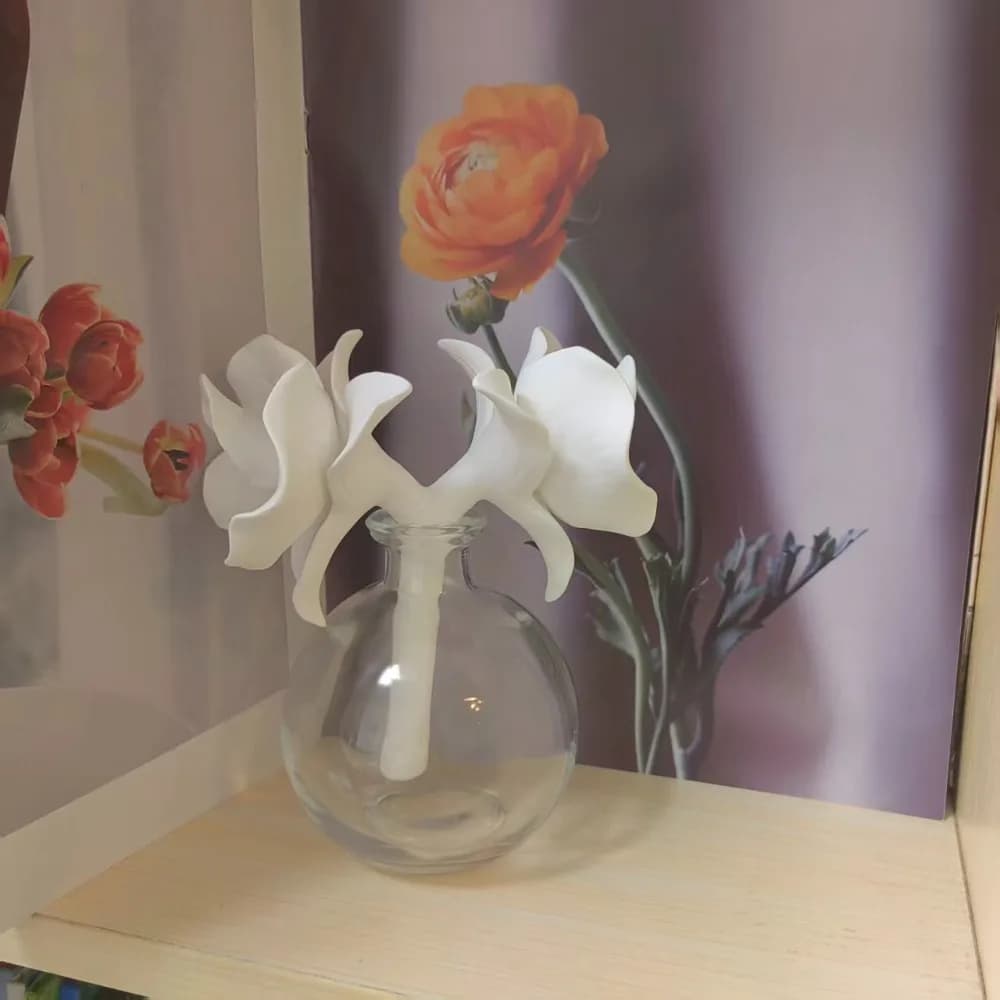 Diffuseur de fleurs d'orchidée en céramique à double tête, fleur en céramique blanche artisanale de qualité supérieure pour la décoration de la maison et les cadeaux