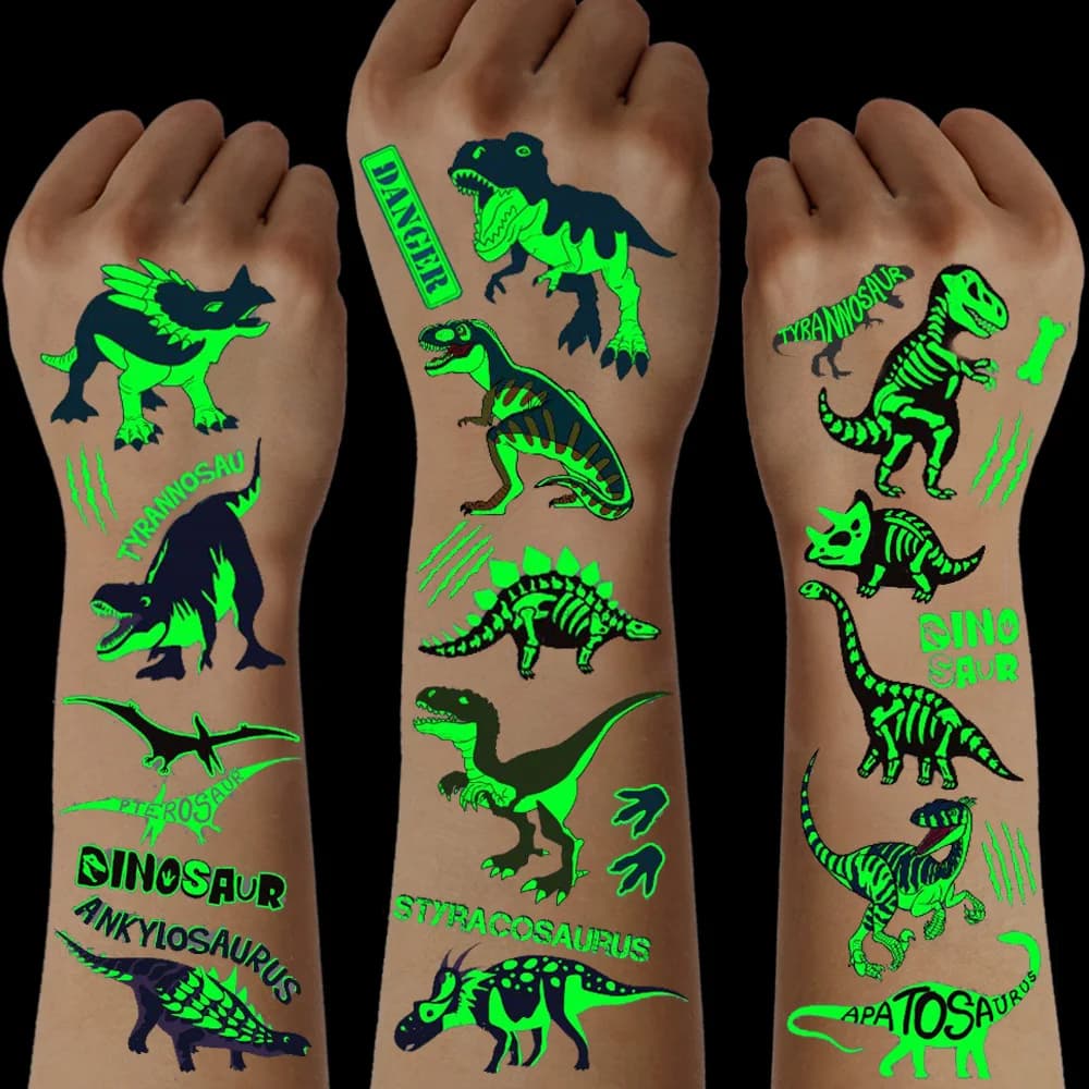Tatouages temporaires De dinosaure lumineux
