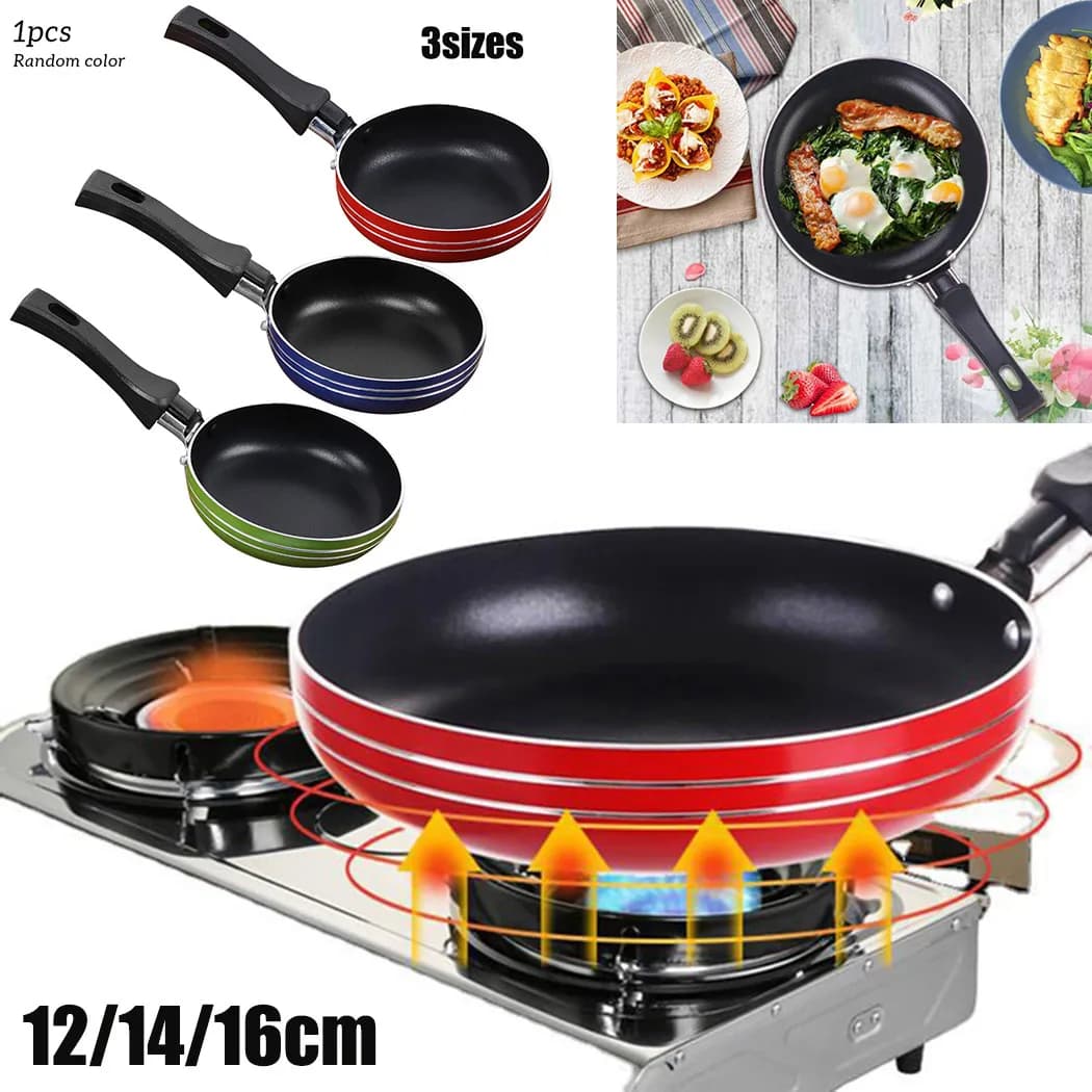 Mini poêle à frire en acier antiadhésif, marmite à frire, casserole pour ustensiles de cuisine, ustensiles de cuisine, outils pour œufs, 12cm, 14cm, 16cm