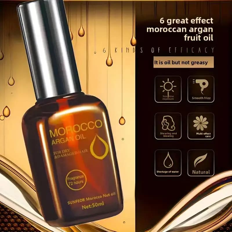 Huile essentielle de soin capillaire aux noix marocaines, utilisation multi-effets, hydrate, lisse et brillance des cheveux, améliore les boucles, la permanente, les nœuds et la sécheresse