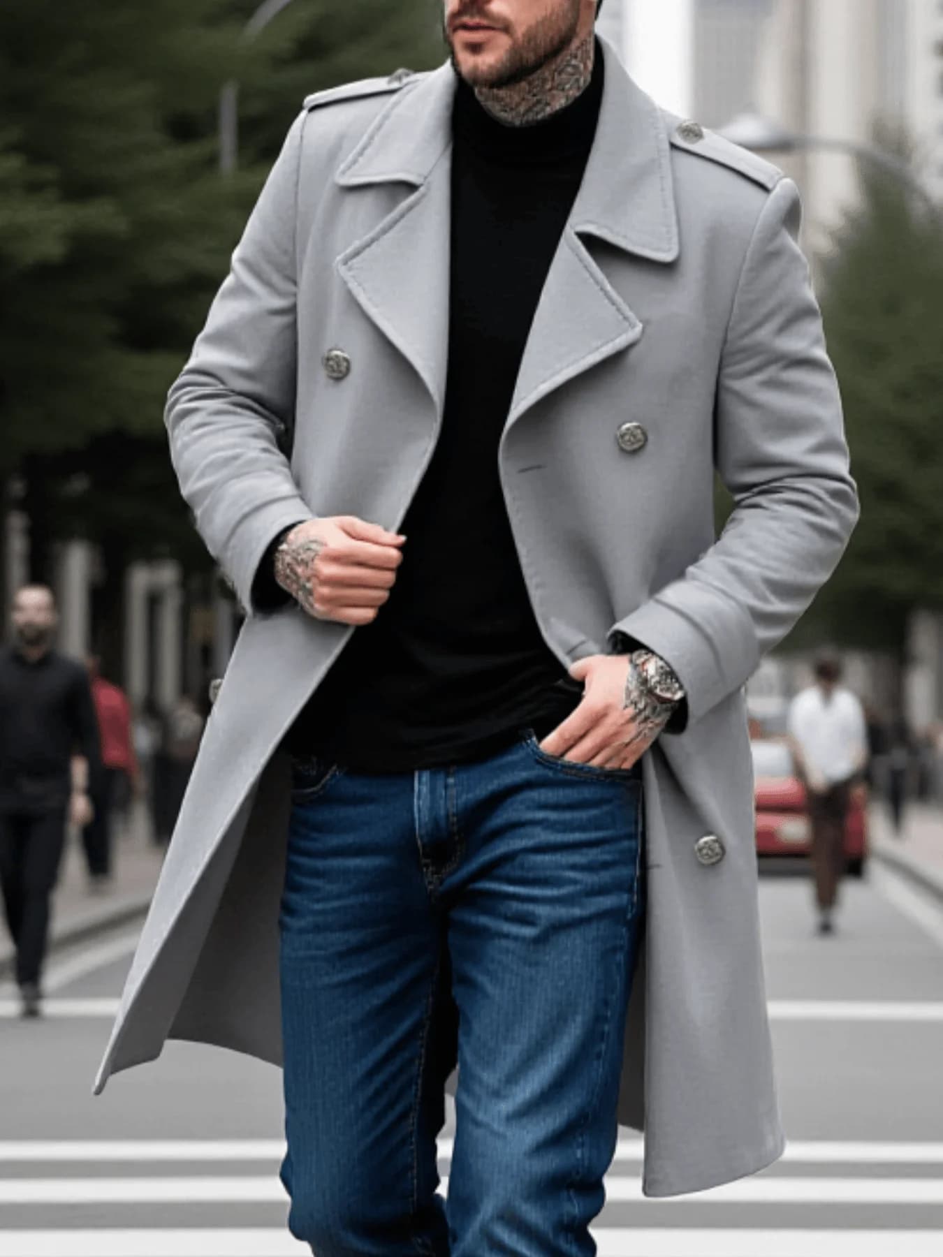 Veste-manteau à feuilles pour hommes début d'automne Plus laine épaisse
