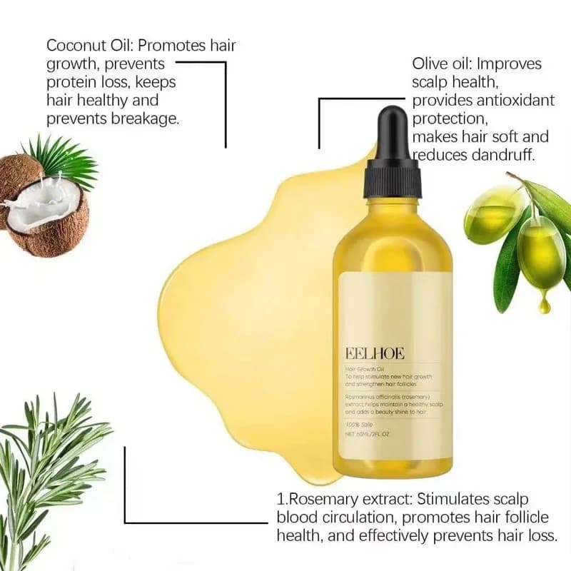 Huile essentielle de romarin Dense pour cheveux, 60ml, lavande végétalienne, réparation des dommages des cheveux, prévient la perte de cheveux, cheveux lisses, nourrit, huile de soin capillaire