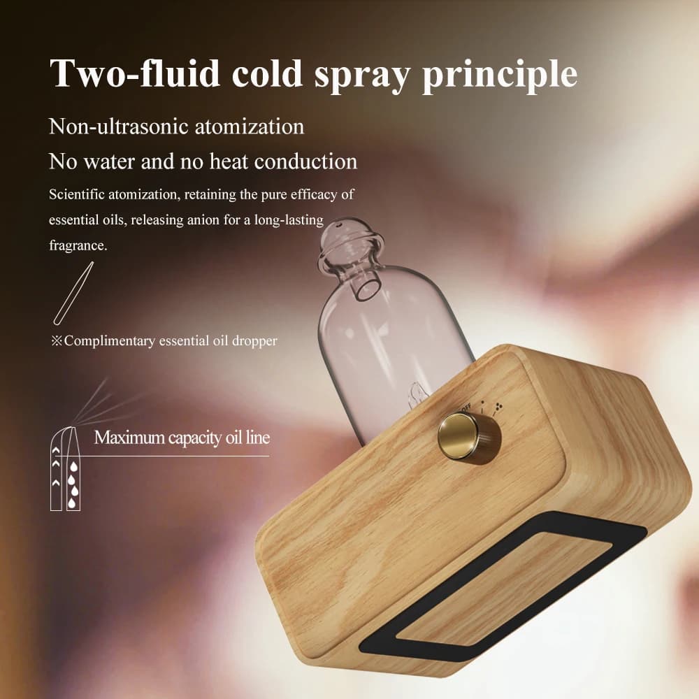 Diffuseur d'huiles essentielles diffuseur d'aromathérapie sans eau pour le bureau à domicile diffuseur d'arôme en bois et verre Machine de parfum