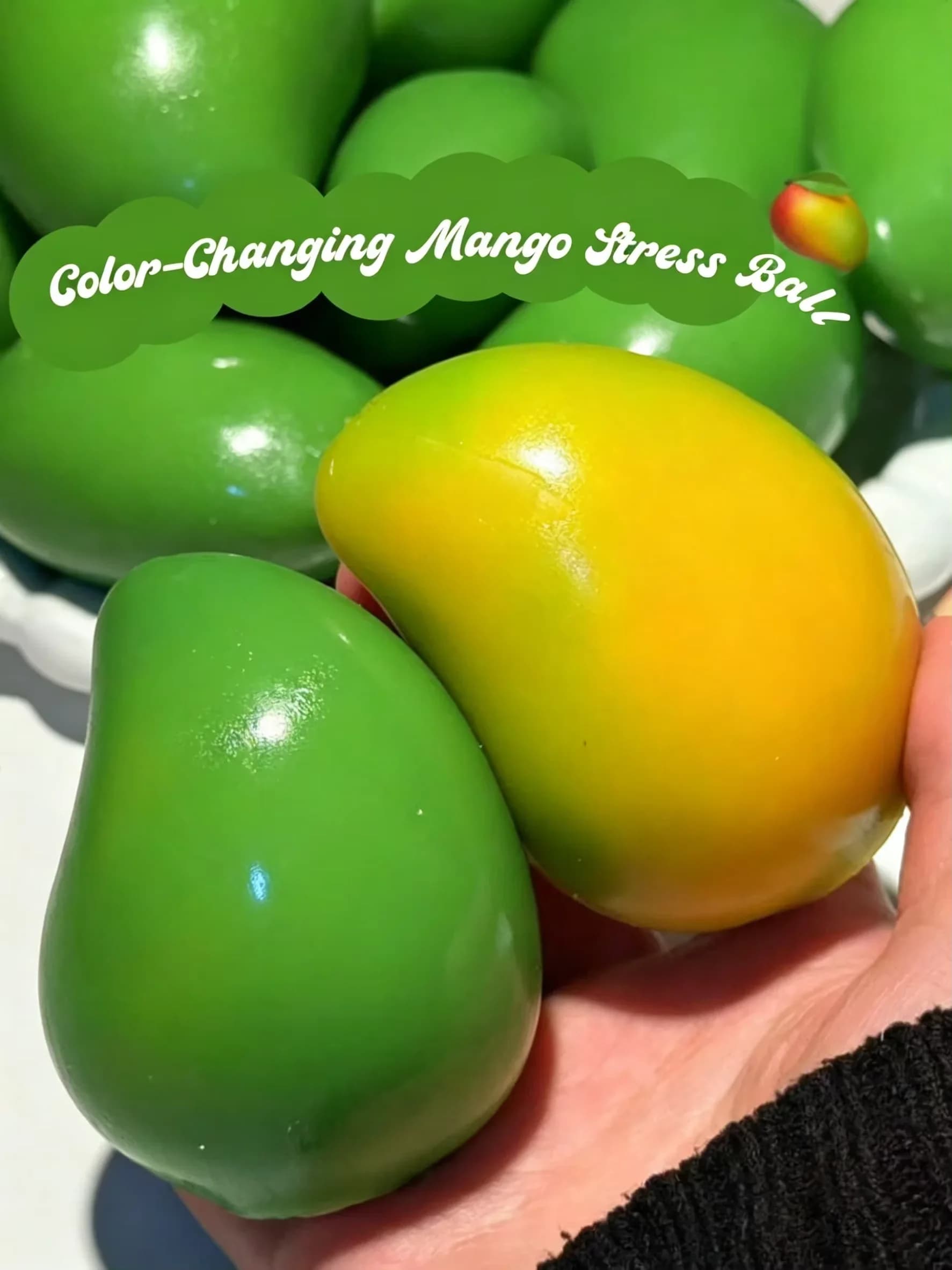 Balle anti-stress artisanale en forme de mangue croustillante, jouet fidget, balle à presser croustillante, blocs ronds rembourrés, jouets