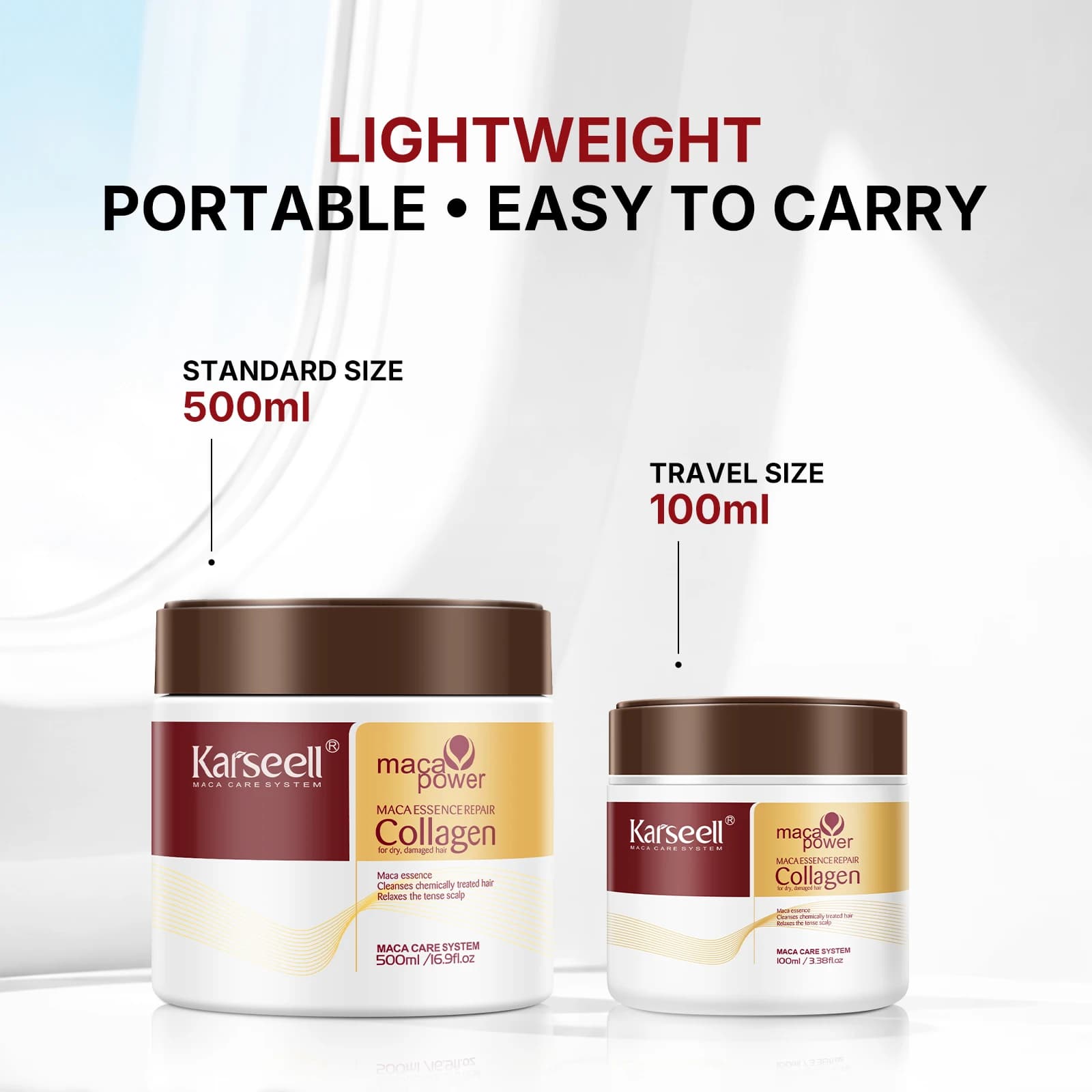 Karseell traitement capillaire au collagène réparation profonde conditionnement huile d'argan masque capillaire Essence pour cheveux secs et endommagés 100 ml/500 ml