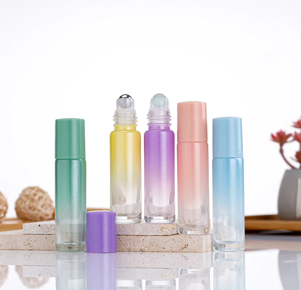 Flacons à bille rechargeables en verre avec bille métallique, pour parfum et aromathérapie, idéal comme cadeau