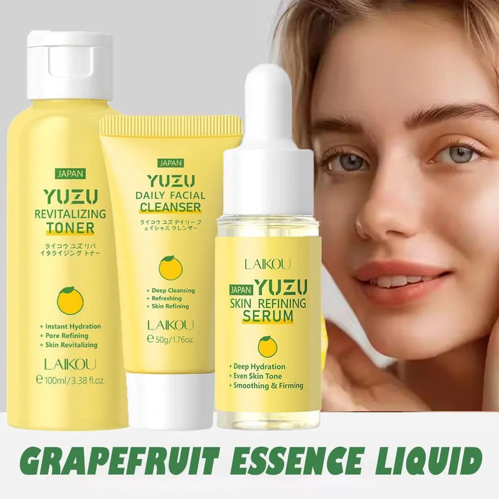Nettoyant et démaquillant à l'huile de pomelo avec sérum facial – Kit de soins hydratant, raffermissant et nourrissant pour débutants – Mini-ensemble de soins pour la peau