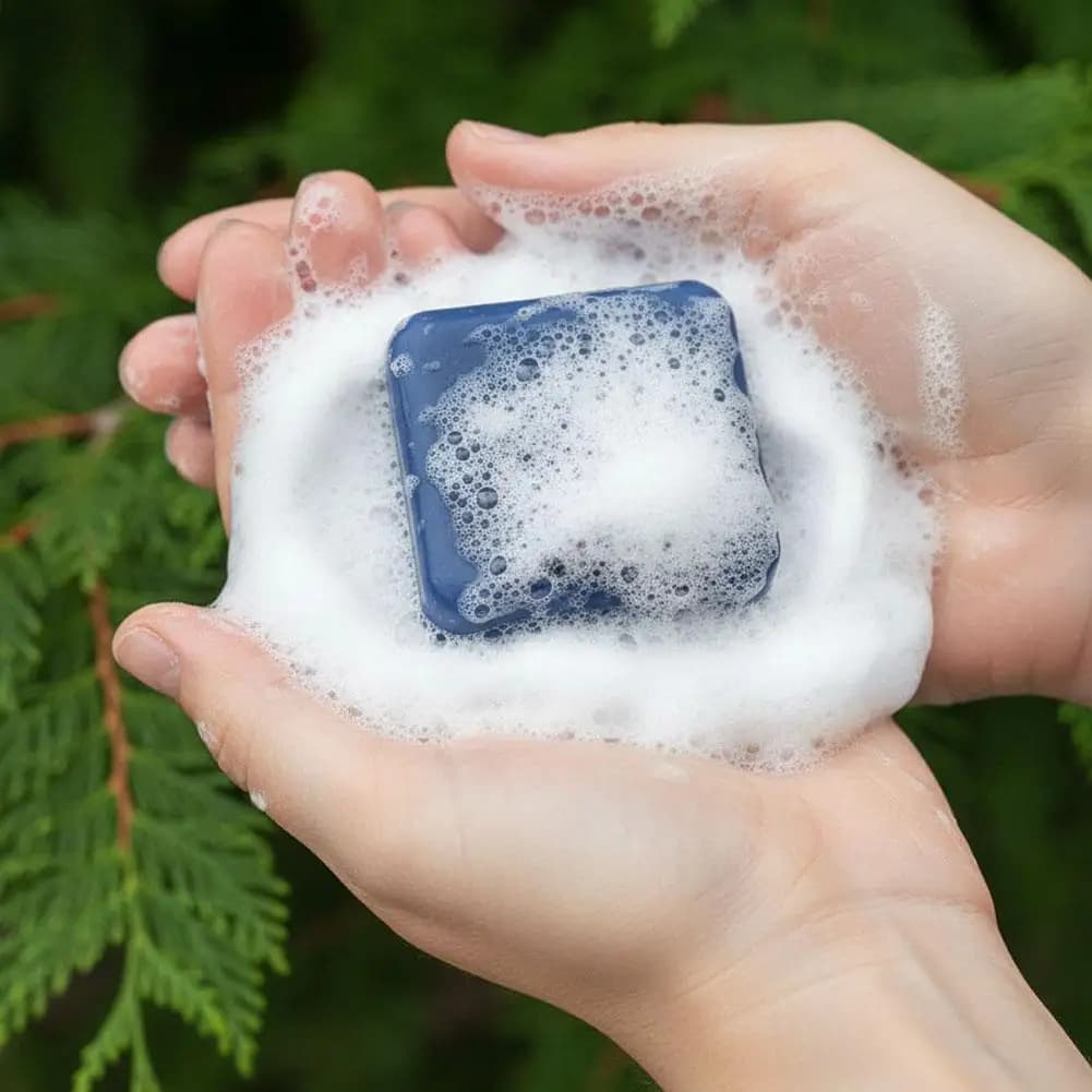 Savon à l'huile essentielle de cèdre pour hommes, savon de voyage portable pour hôtel, nettoyage en profondeur, parfum boisé, savon fait à la main, savon pour le visage et le corps