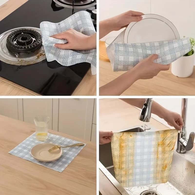 2 rouleaux de chiffons jetables lavables, épaissis, dégraissants, produits de nettoyage sans huile, accessoires de cuisine