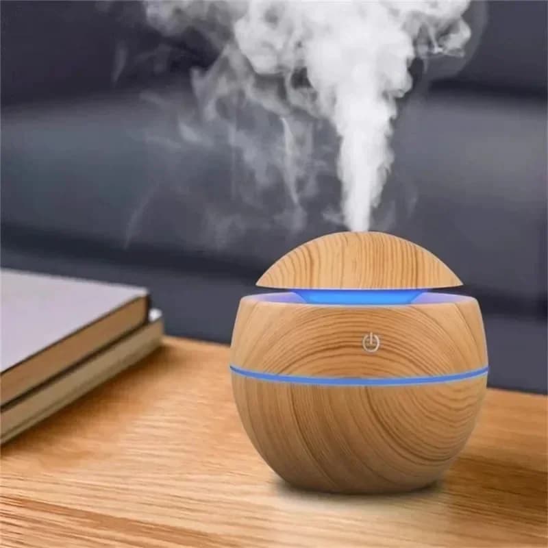Mini diffuseur d'huile essentielle USB ultrasonique en grain de bois, humidificateur d'air Portable d'aromathérapie de bureau pour usage domestique et au bureau