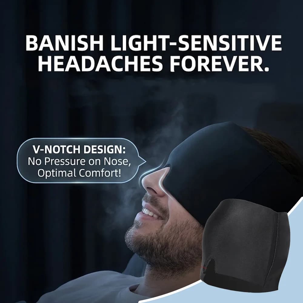 Casque de compression froide en gel pour soulager les migraines et les maux de tête, masque thérapeutique extensible pour les yeux gonflés, le stress et l'aide au sommeil