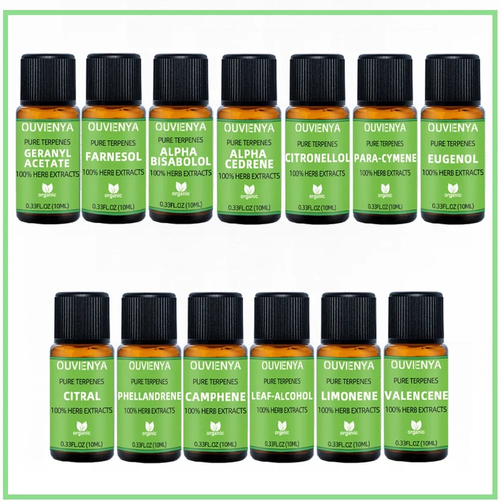 Huile essentielle de terpène pure biologique, extraits d'herbes avec de l'huile soluble comme liquide naturel ou matières premières aromatiques, 1 bouteille de 10ml