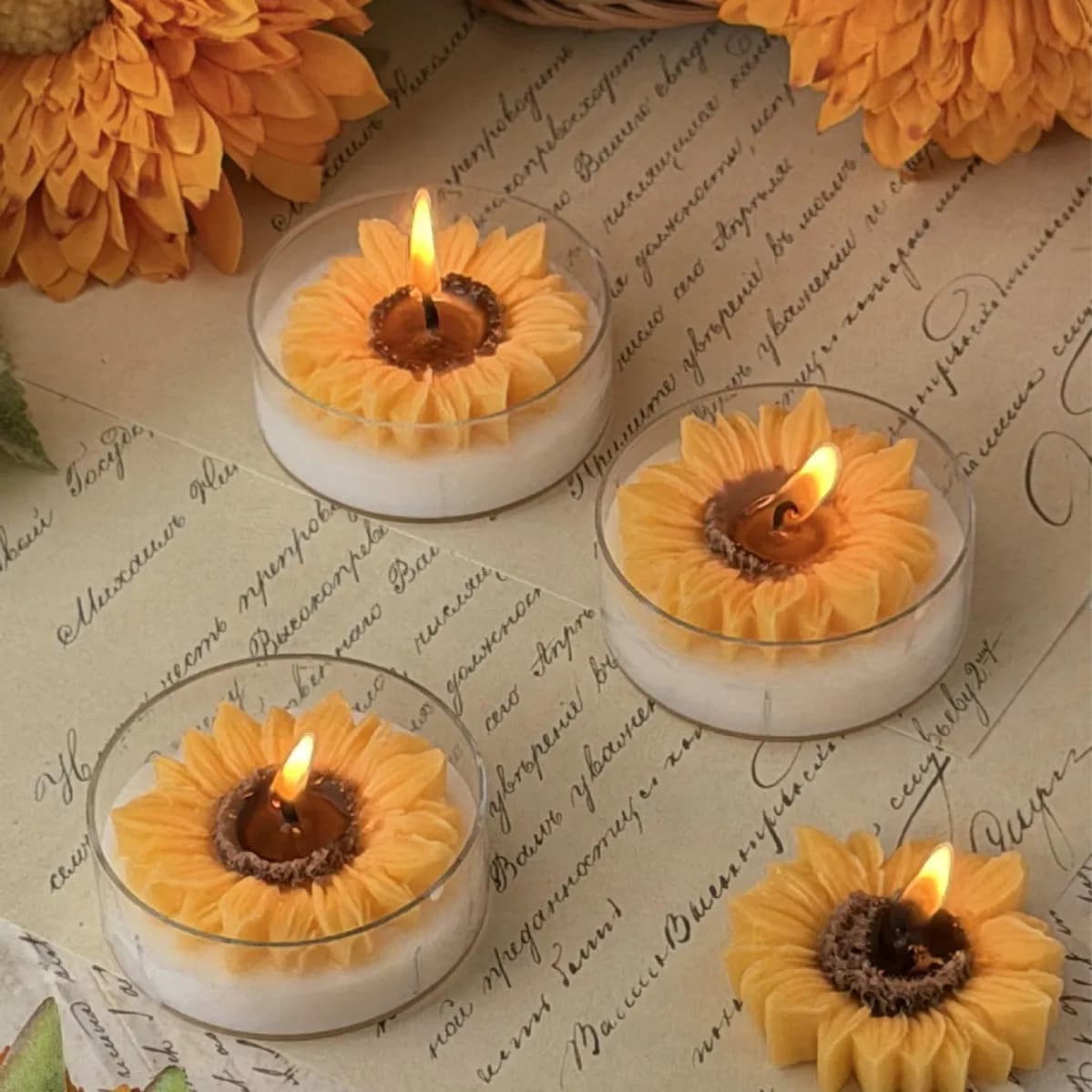 Bougie d'aromathérapie en forme de fleur de tournesol, en cire de soja faite à la main, sans fumée, décoration de la maison, cadeau créatif, 1 pièce