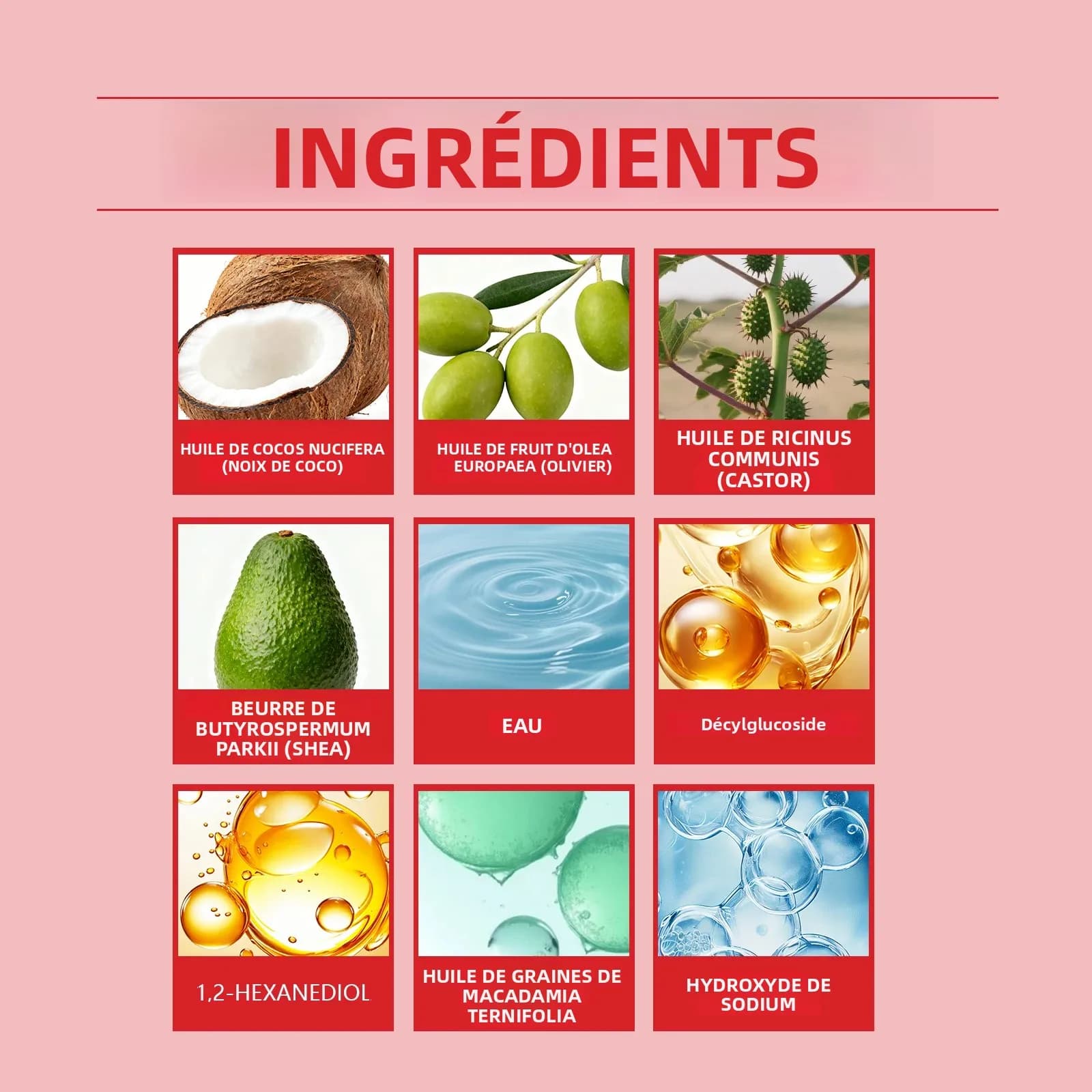 Barre de shampoing solide pour tous les Types de cheveux, huile de ricin, beurre de karité, hydratant, contrôle des frisottis, réparation des extrémités fourchues, soins capillaires amical, 60g