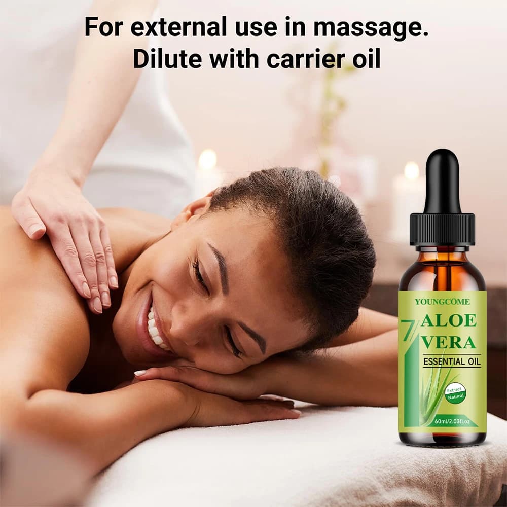 YOUNGCOME huile essentielle d'aloe vera Anti-âge raffermissant peau visage hydratant relaxant huile de Massage réparation des cheveux soins de la peau huile pour le corps