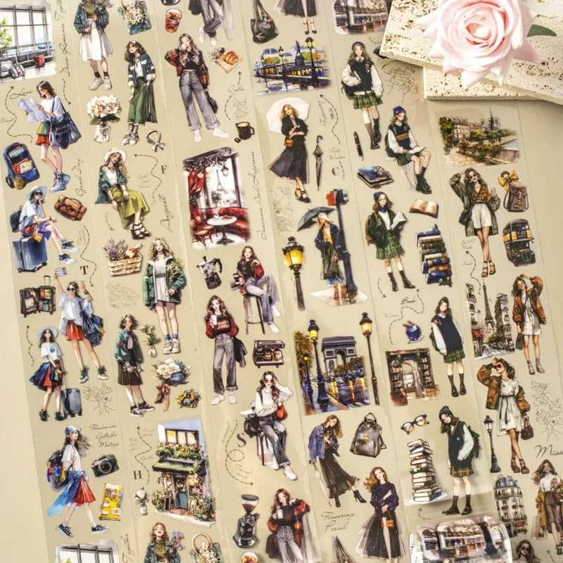 1 rouleau/3RoII voyage Original PET ruban thème paysage Collage Luna's Paris