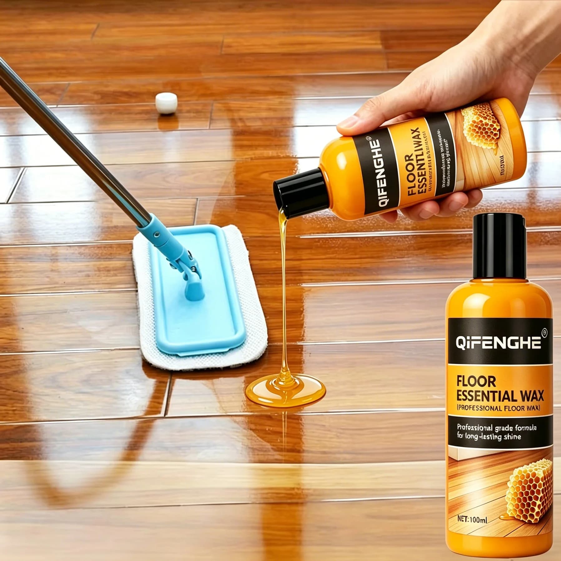 Cire essentielle pour sols, polissage professionnel pour parquet, brillance longue durée, restaure et protège les surfaces de revêtements de sol en bois stratifié