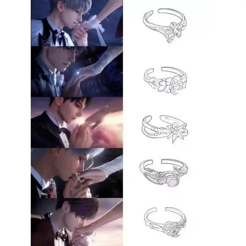 Jeu chaud amour et espace profond Caleb Xavier Sylus Zayne Rafayel Cosplay anneaux héroïne Couple anneaux de mariage pour les femmes Halloween cadeau