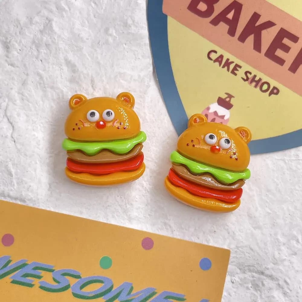 Simulation de faux aliments de dessin animé Kawaii, fromage, pizza, hamburger, frites, scrapbooking, artisanat de bricolage, accessoires pour cheveux, 10 pièces