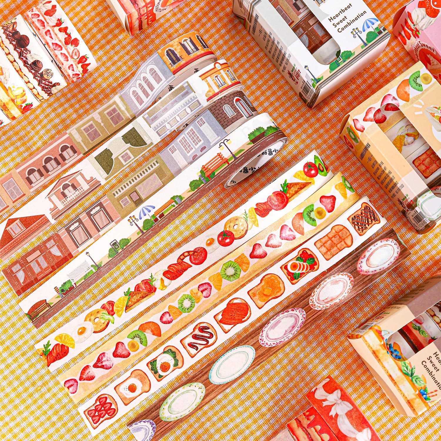 Autocollant alimentaire de dessin animé, 4 rouleaux, rubans adhésifs en matériel décoratif, pour carnet de croquis, fournitures scolaires, ruban de papeterie japonais, DIY bricolage