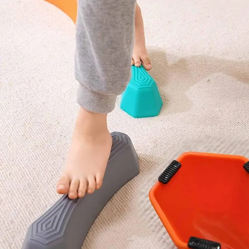 Pierres sensorielles pour enfants, pierres de rivière antidérapantes arc-en-ciel, parcours d'obstacles, jouets d'entraînement de coordination pour l'intérieur