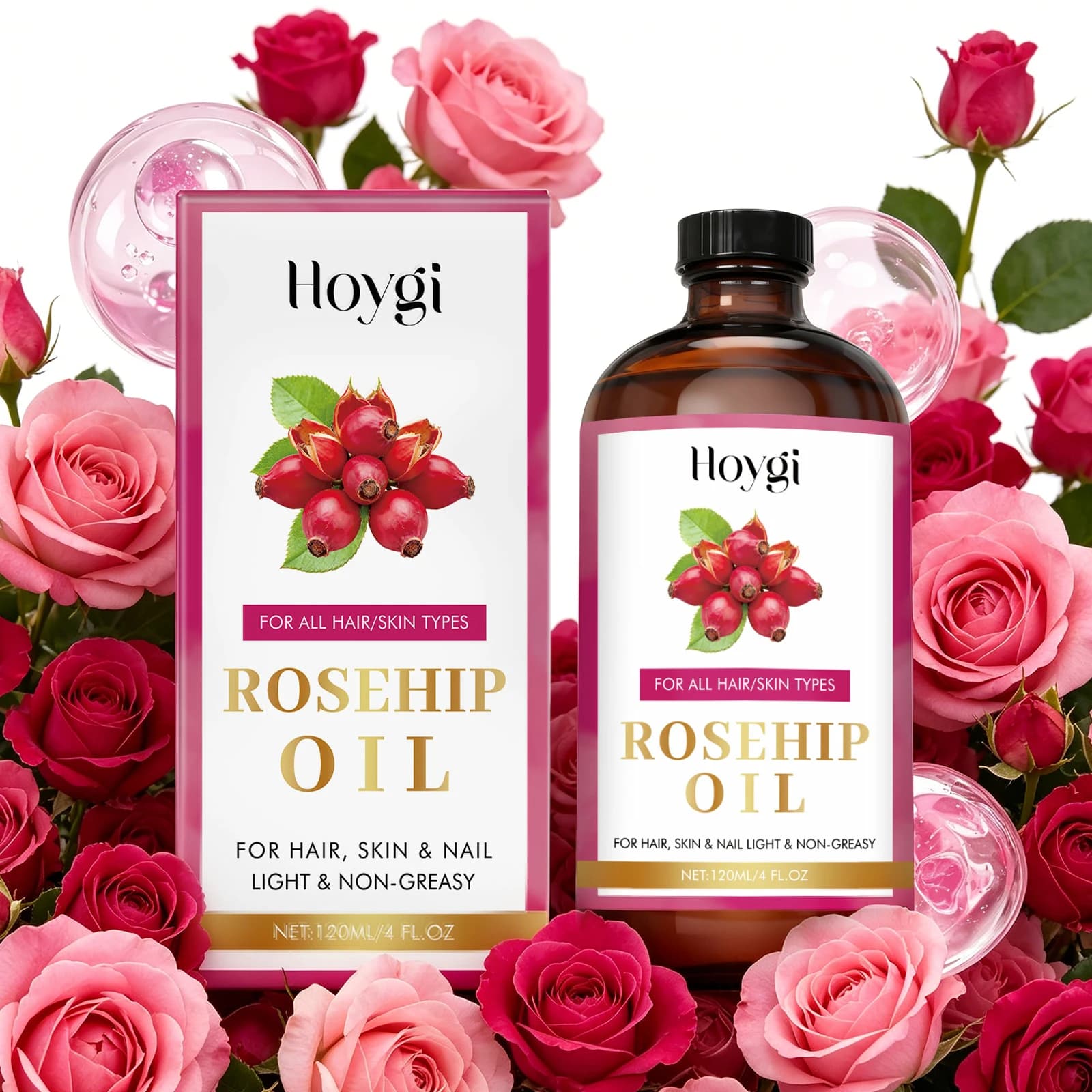 Huile Essentielle Apaisante de Graines de Rose Musquée pour Cheveux