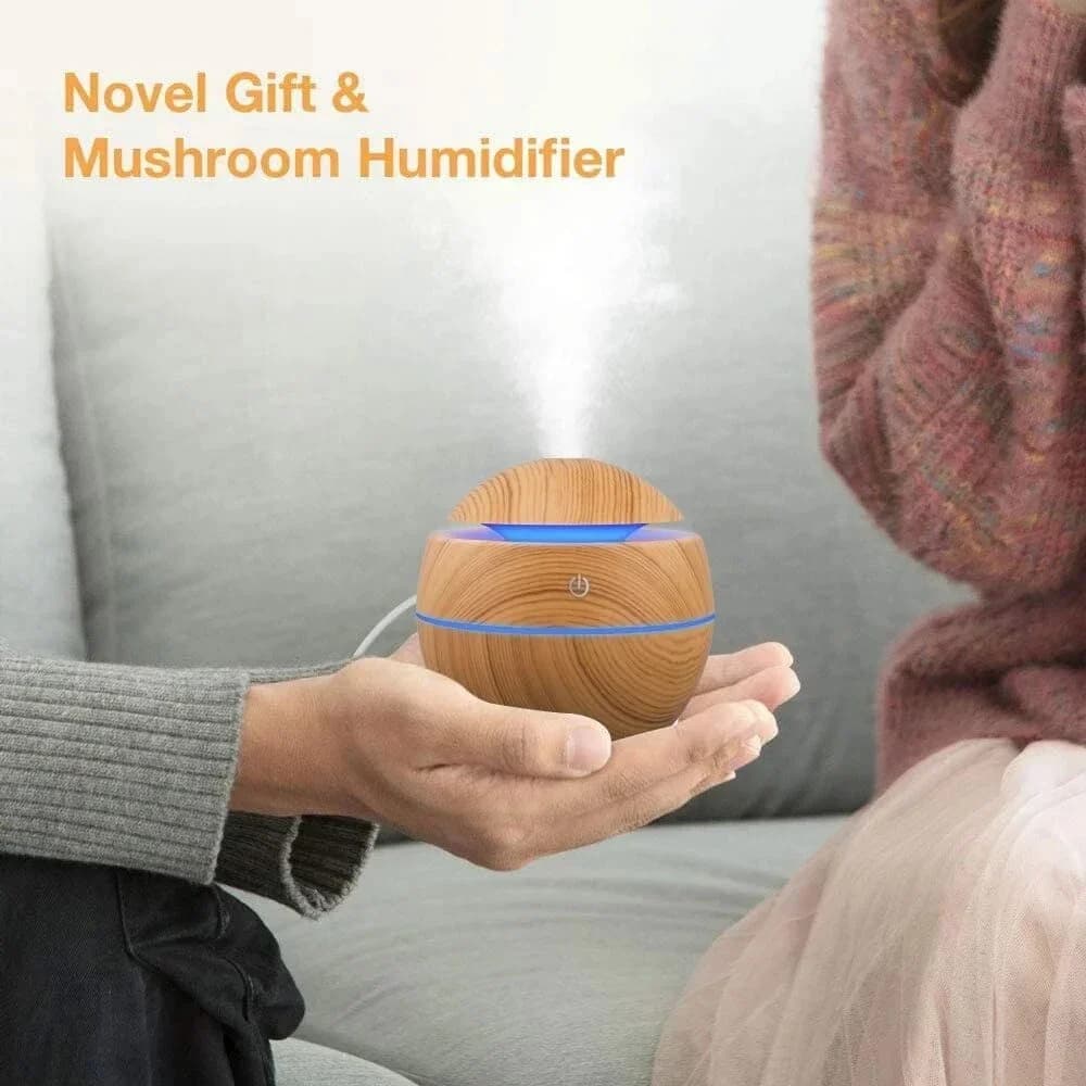 Mini diffuseur d'huile essentielle USB ultrasonique en grain de bois, humidificateur d'air Portable d'aromathérapie de bureau pour usage domestique et au bureau
