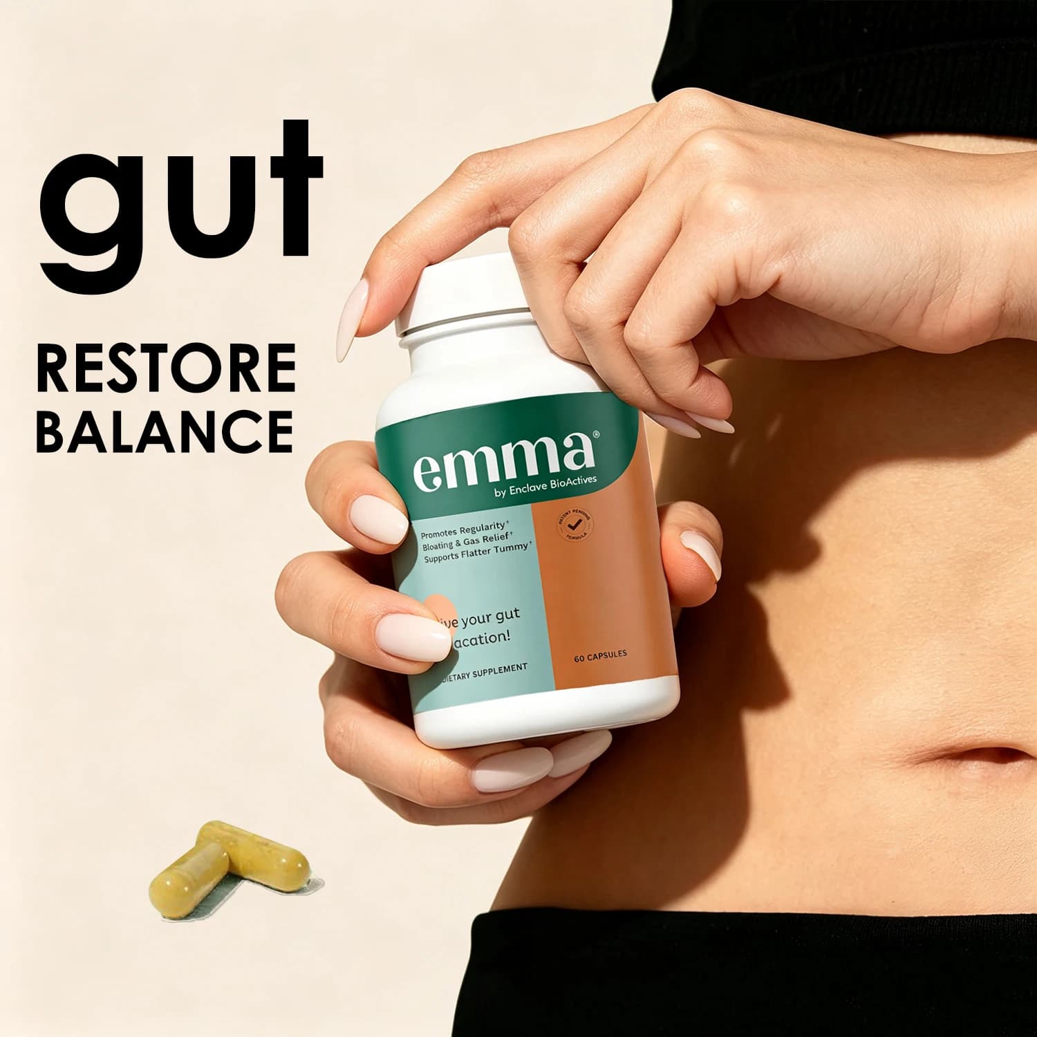 Complément alimentaire pour la santé intestinale des femmes et des hommes, soutien pour l'intestin perméable et la digestion, soulagement de la constipation, des ballonnements et des gaz, 60 capsules