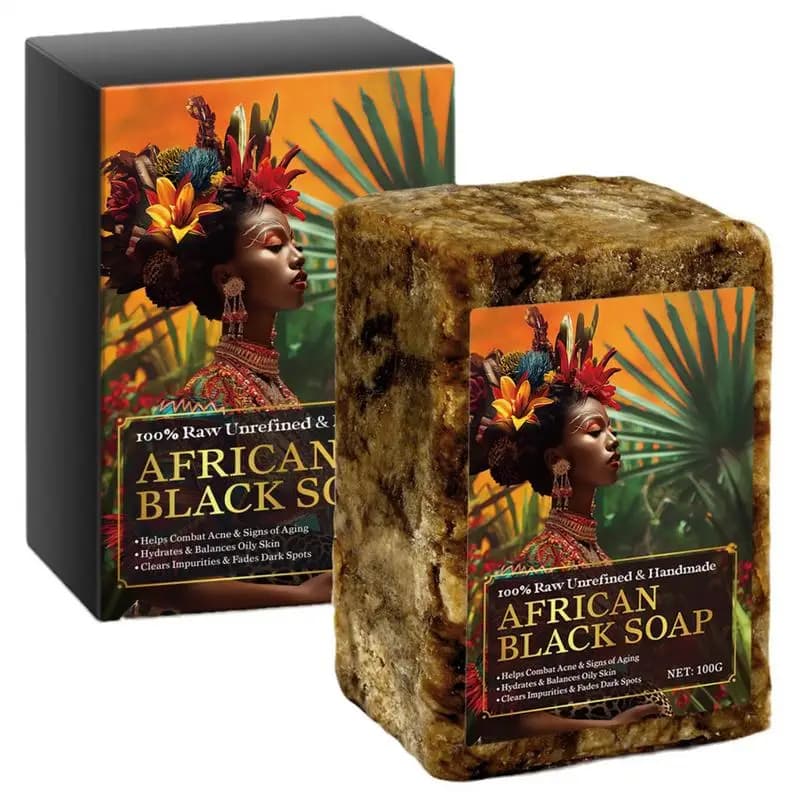 Savon noir africain nettoyage en profondeur exfoliant visage hydratant peau lissant visage corps savon savon nourrissant et revitalisant