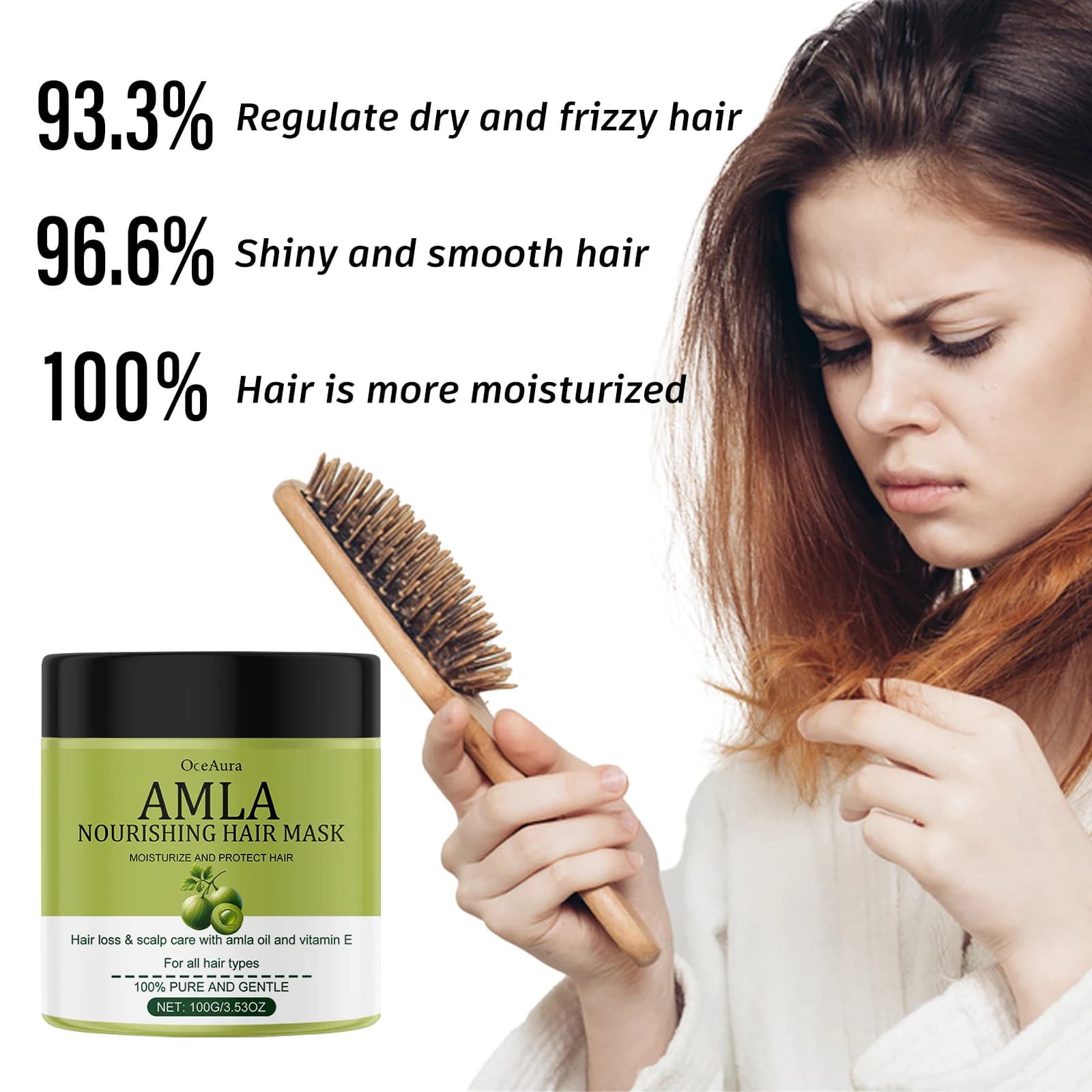 Shampoo à l'huile d'Amla Anti-Chute Renforce les racines Répare les cheveux abîmés Anti-Casse Après-shampoing Réduit