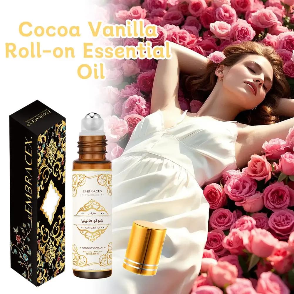 Huile Essentielle Parfumée Roll-On Chocolat Vanille Arabe, Parfum de Haute Qualité 10ml Sans Alcool, Senteur Gourmande Sucrée pour Rendez-vous