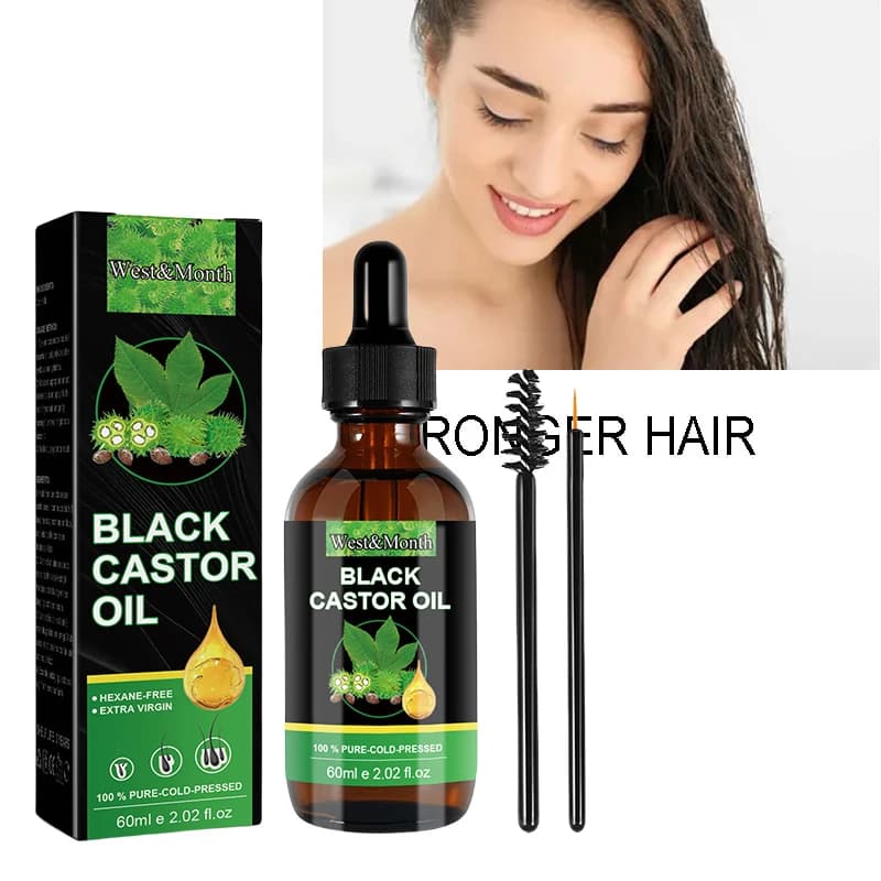 Huile de ricin noire 100% pure pour femmes, croissance des sourcils, nourrit les sourcils, huile essentielle naturelle, lifting des cils, soin allongeant