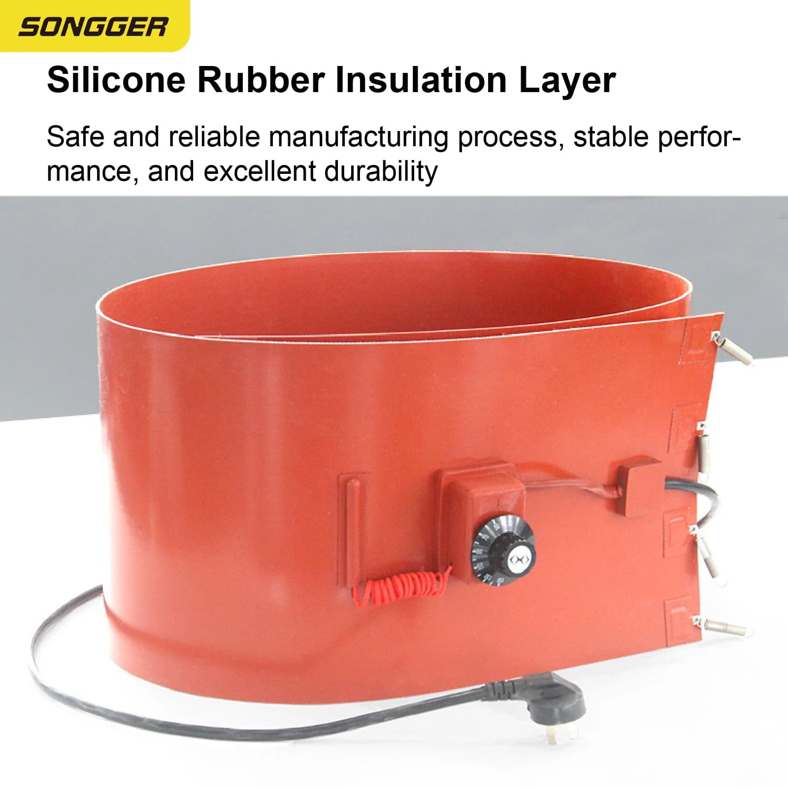 Chauffe-Fût 200L 2000W Bande Chauffante en Silicone avec Thermostat 220V Pour Huile Industrielle Viscosité Réglable Produits Chimiques