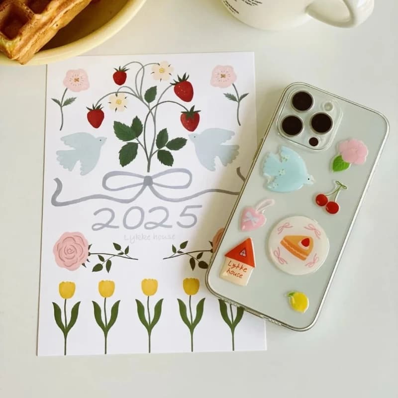 Autocollants de gelée 3D gâteau d'oiseau de dessin animé mignon, autocollant de soulagement en résine époxy, belle décoration étanche pour coque de téléphone, tablette, ordinateurs portables, DIY bric