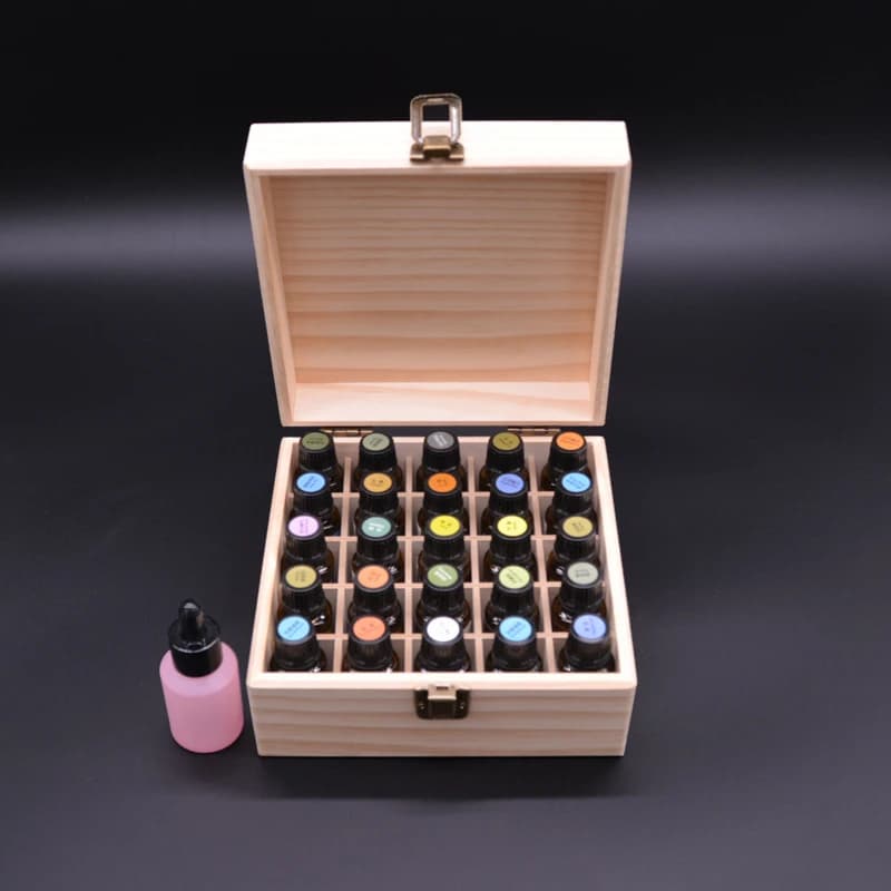 Boîte de rangement en bois pour huiles essentielles, 12/25 fentes, organisateur de transport, bouteilles d'huile essentielle, conteneur d'aromathérapie, boîte de rangement