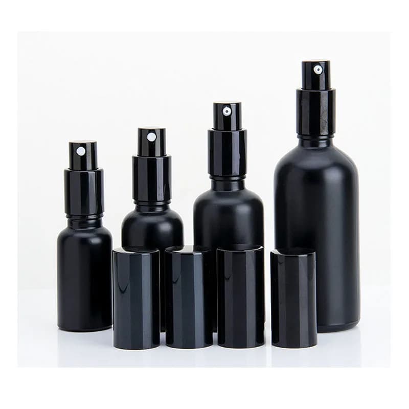 Flacon pulvérisateur d'huile essentielle de 15 ml, 30 ml, 100 ml, pulvérisateur de parfum noir / pompe à lotion, flacons en verre vides rechargeables, shampoing en vrac