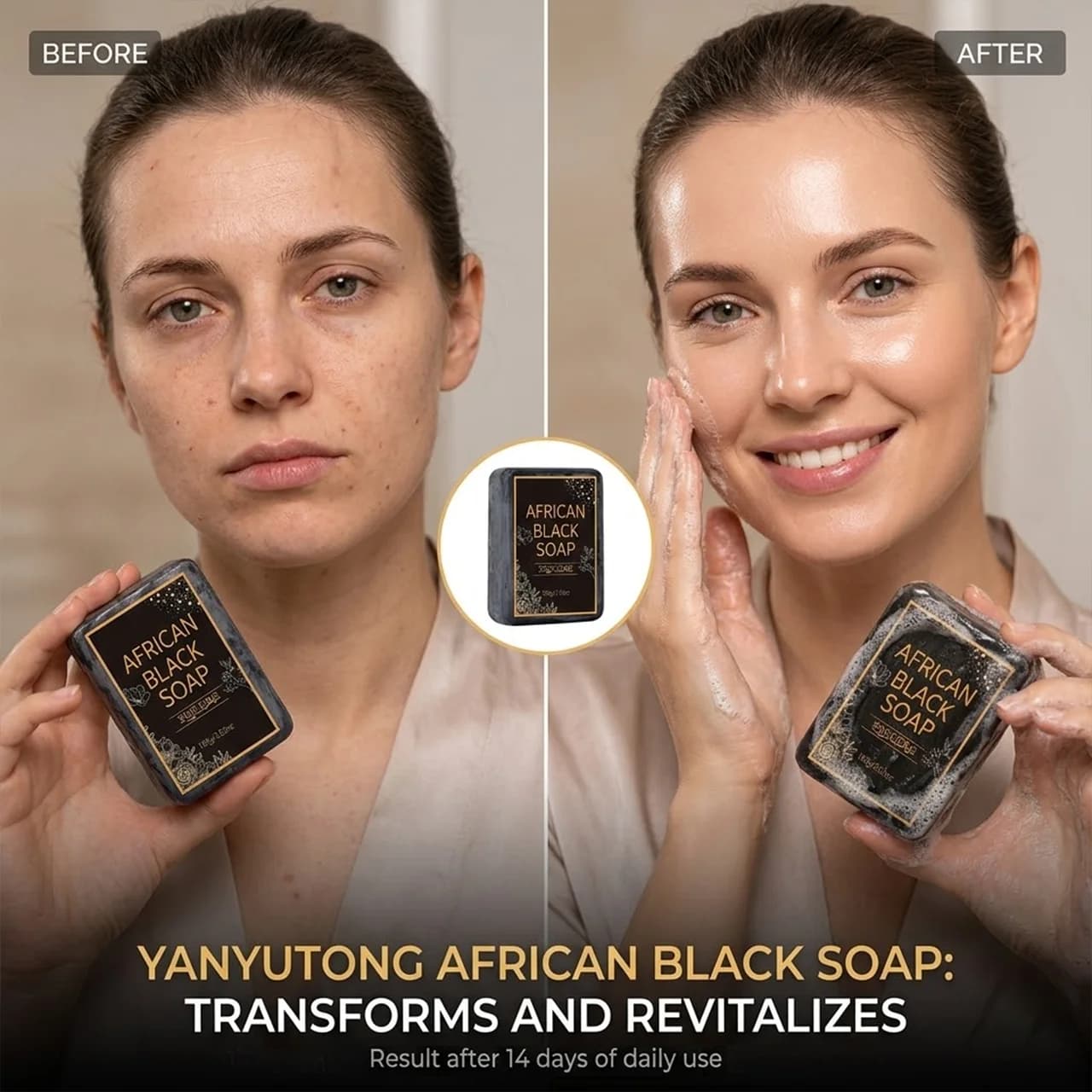 Savon noir africain, contient de l'huile de beurre de karité