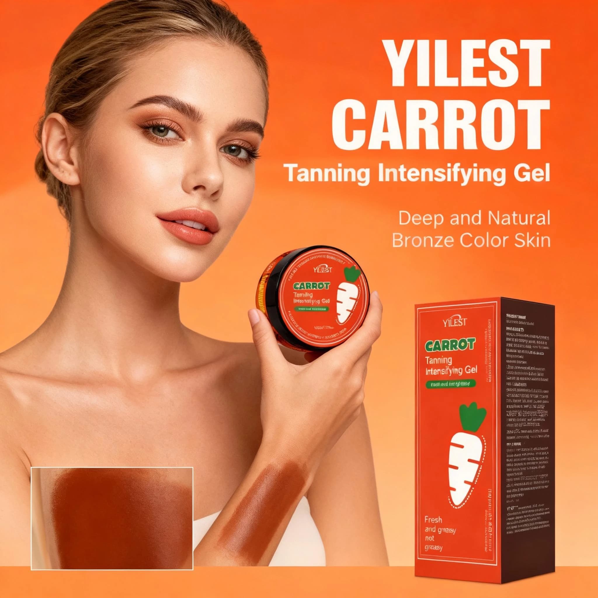 YILEST Crème Bronzante Carotte Obtenez une lueur des besées au soleil sans la lumière