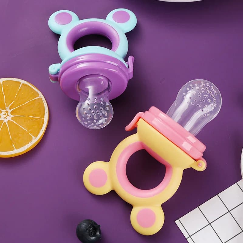 Anneau de dentition en silicone pour bébé, biberon, fruits, mangeoire pour nouveau-né, aliments frais, grignoteuse, attache-sucette, accessoires pour bébé, sans BPA