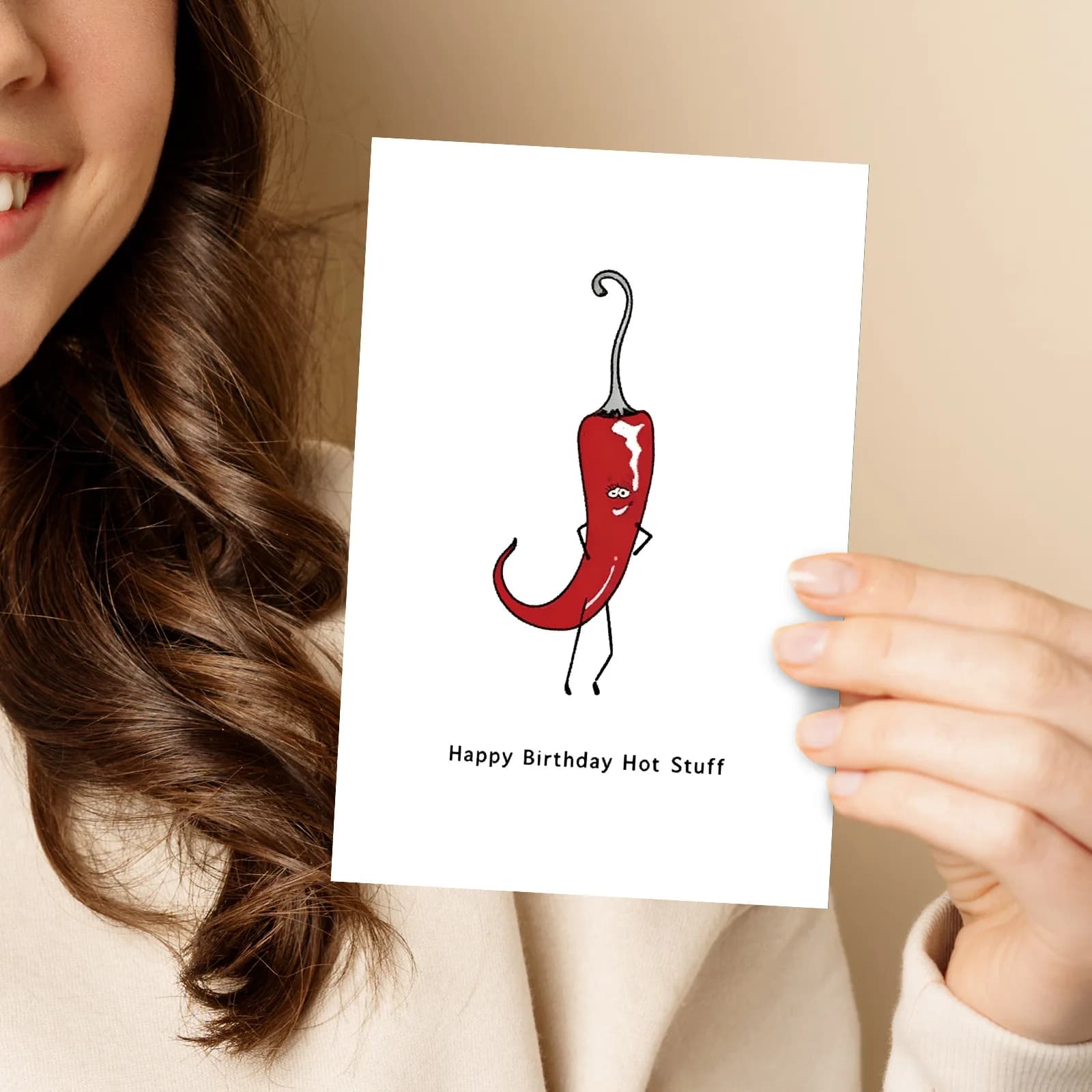 1 petite carte de vœux d'anniversaire avec enveloppe, motif poivron, pour félicitations