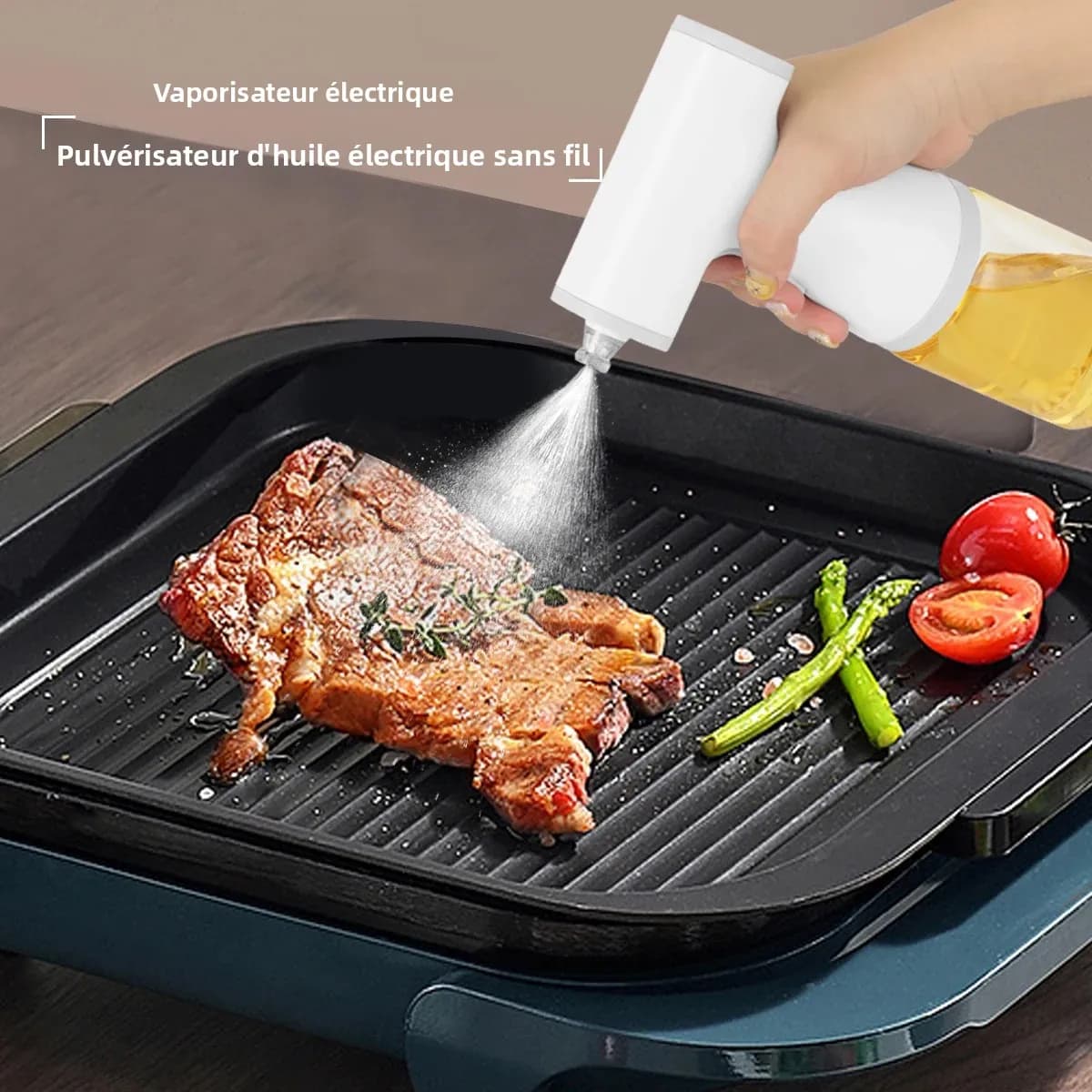 Bouteille pulvérisateur d'huile électrique – Outil de contrôle d'huile double mode pour une cuisine saine, qualité alimentaire, facile à nettoyer, idéal pour frire et grillades