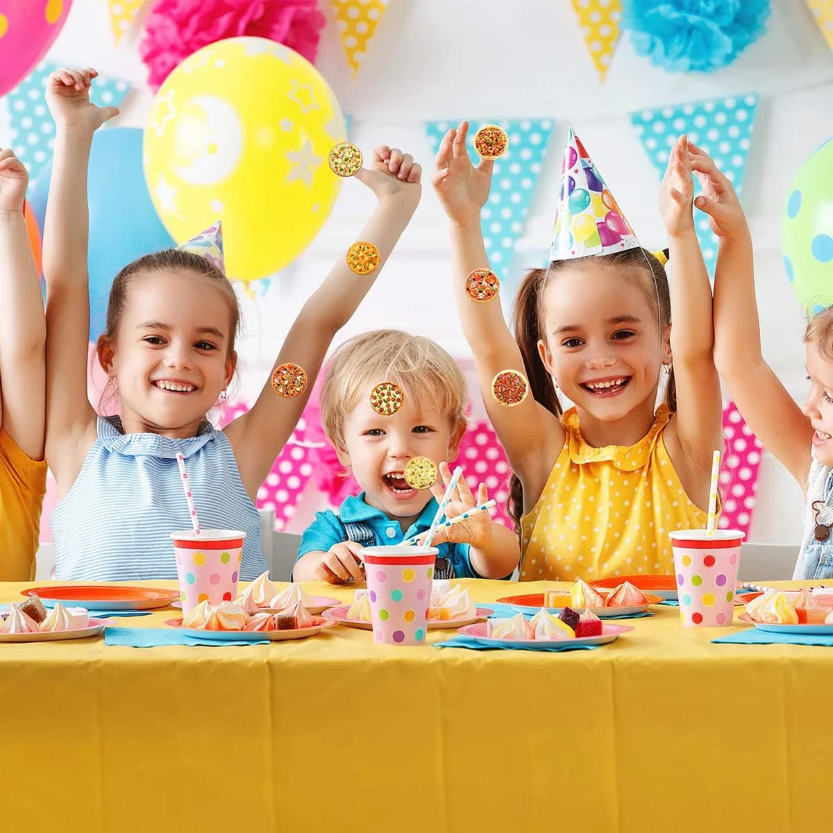 Rouleau d'autocollants pour pizza de 2,5 cm, 500 pièces, délicieux autocollants sur le thème de la cuisine italienne pour les fêtes d'enfants, le scrapbooking et les cadeaux de récompense
