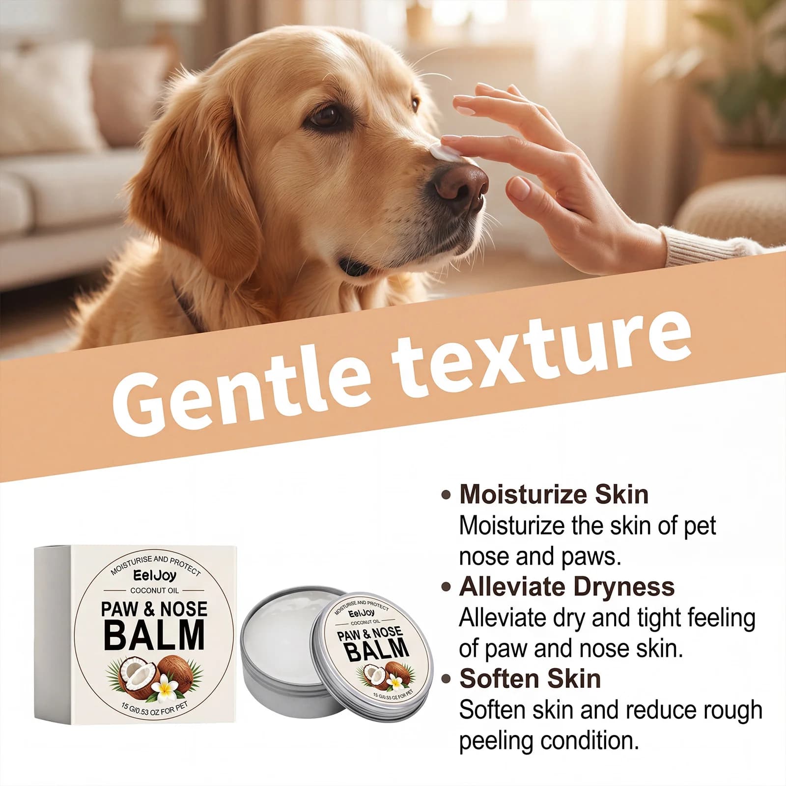 Baume pour pattes et nez de chat et de chien, parfum coco, protecteur naturel des pattes, hydratant, apaisant pour les pattes gercées, nourrissant, soin des pattes de chat et de chien à base de coco