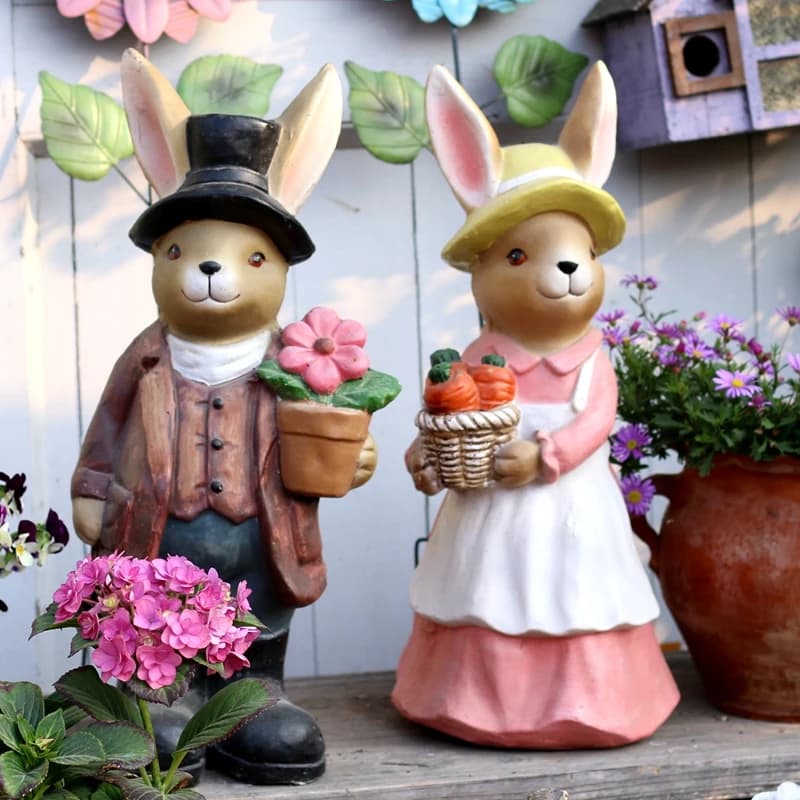 Statue de jardin de lapin en plein air