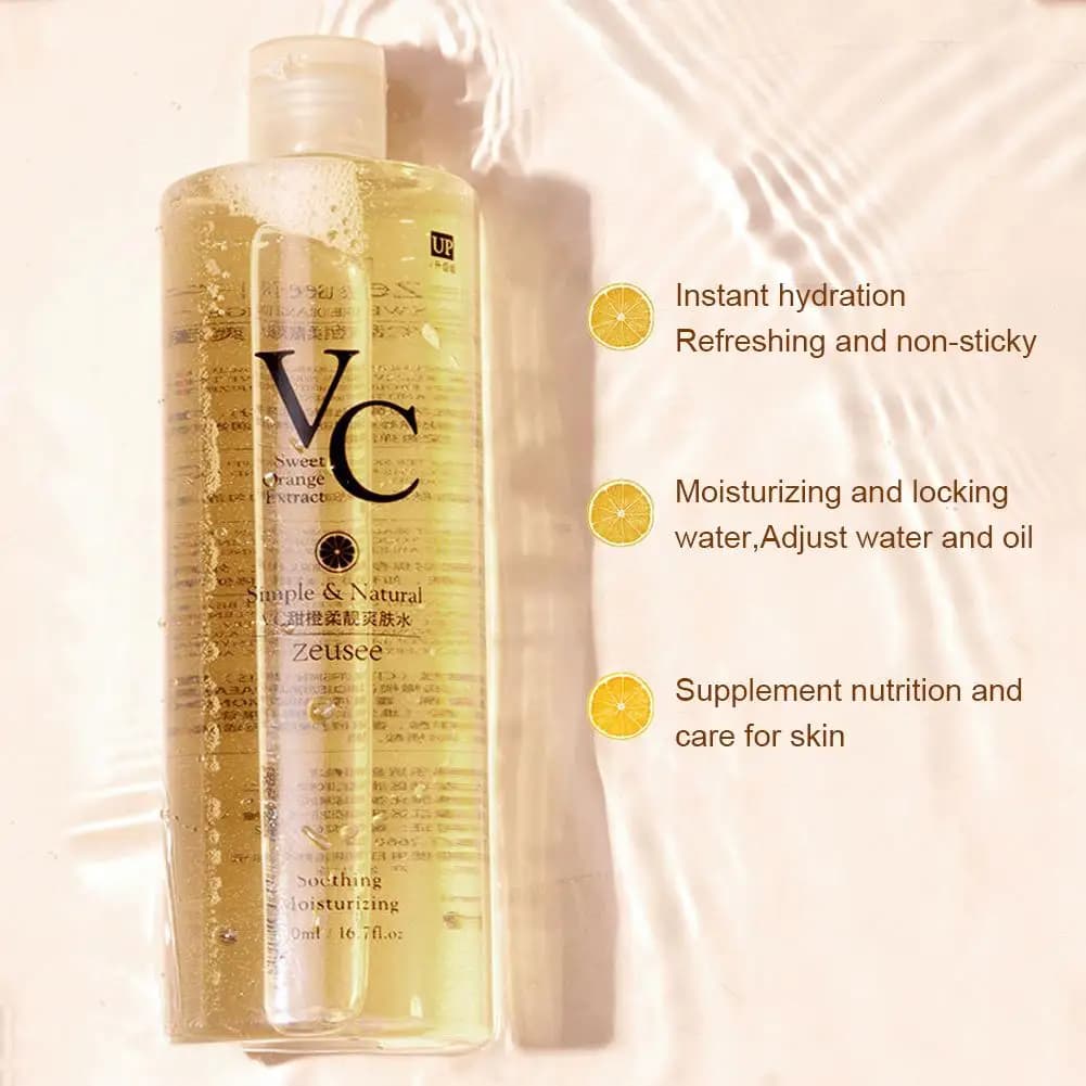 VC – tonique Orange douce, hydratant, grande capacité, compresse humide, rafraîchissant, délicat, contrôle de l'huile, eau brillante