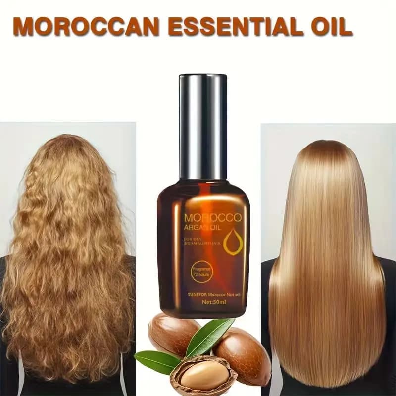 Huile essentielle de soin capillaire aux noix marocaines, utilisation multi-effets, hydrate, lisse et brillance des cheveux, améliore les boucles, la permanente, les nœuds et la sécheresse