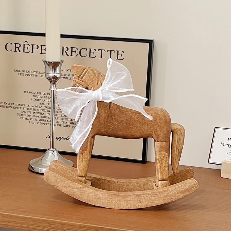Série de chevaux en bois sculptés à la main, cheval à bascule rétro, décoration de bureau, ornement, cadeau commémoratif pour amis
