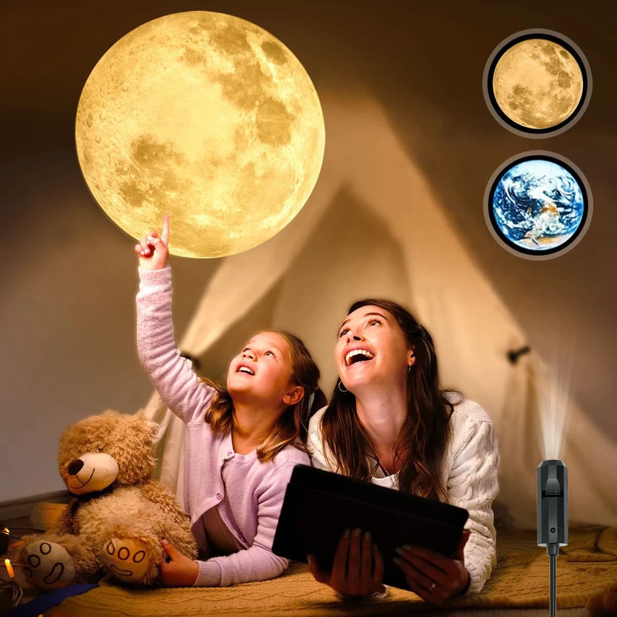 Lumière de projection USB, plafond, lune, terre, escales