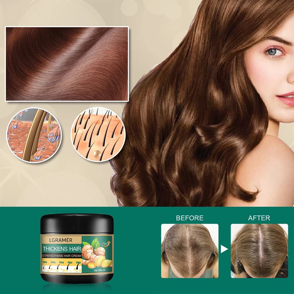 Crème de croissance des cheveux gingembre Alopecia repousse réparation prévenir la perte de cheveux traitement de la calvitie renforcement Dense produits de soins capillaires
